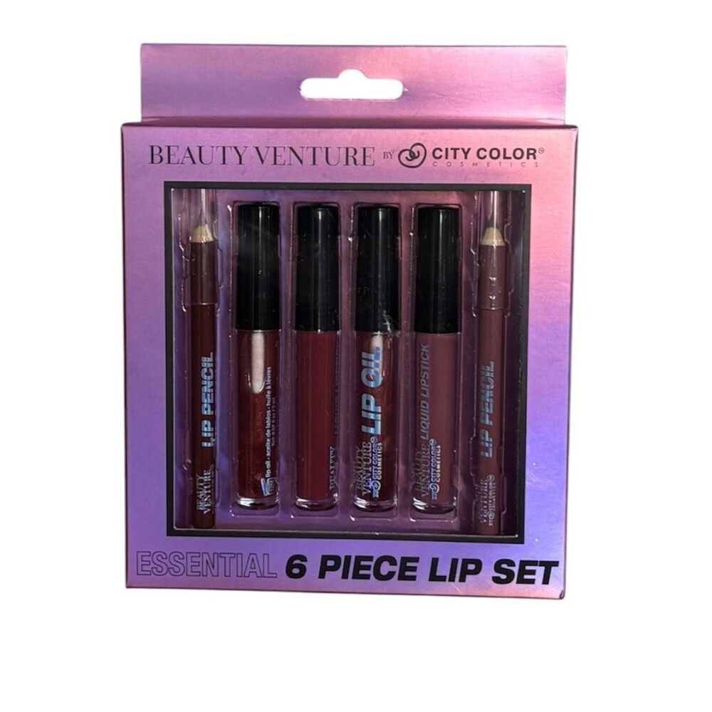 City Color Beauty Venture 6-Piece Lip Set in Mauve and Berry Tones